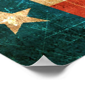 スカッフ擦り切れたテキサス州国旗 ポスター (角)