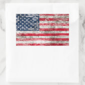 スカッ擦り切れたフとアメリカ国旗 長方形シール (バッグ)