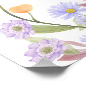 スカビオサワイルドフラワーブライダルシャワーフラワーバー ポスター (角)