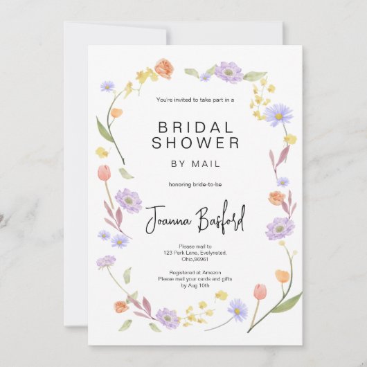 スカビョサワイルドフラワーブライダルシャワーバイメール 招待状 (正面)