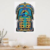 スカベスク – アールデコアールヌーボー幾何学模様 ポスター (キッチン)