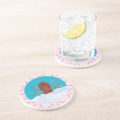 スカベンジャー狩りおもしろいリスがパステルピンクで掘る コースター (側面)