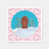 スカベンジャー狩りおもしろいリスがパステルピンクで掘る スタンダードカクテルナプキン (正面)