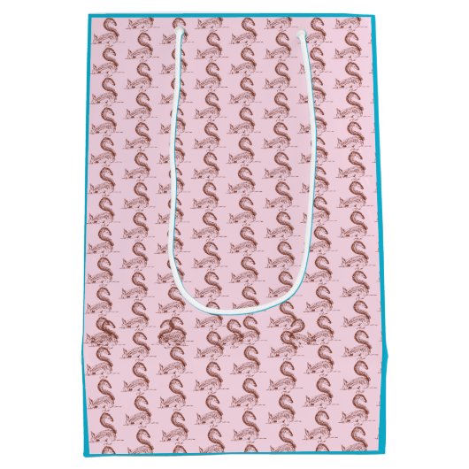 スカベンジャー狩りおもしろいリスカスタムクのピンクに掘る ミディアムペーパーバッグ (裏面)