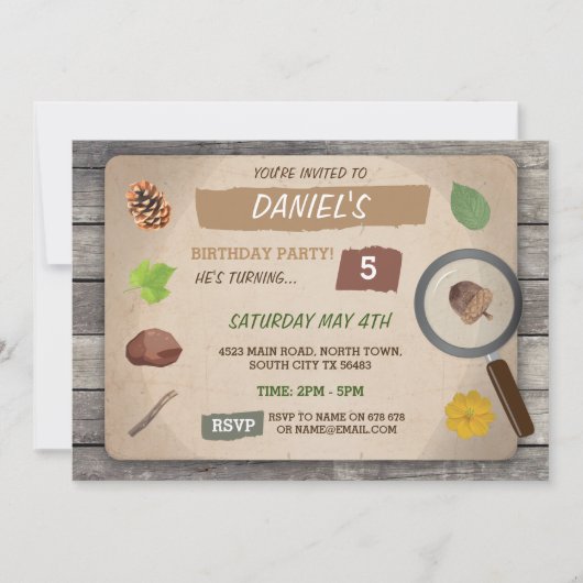 スカベンジャー狩り子供の誕生日パーティーガーデン招待状 招待状 (正面)