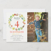 スカベンジャー狩り自然トレイルティール（緑がかった色）フォト誕生日 招待状 (正面)