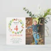 スカベンジャー狩り自然トレイルティール（緑がかった色）フォト誕生日 招待状 (スタンド正面)