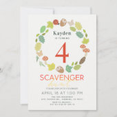スカベンジャー狩り自然トレイルティール（緑がかった色）誕生日 招待状 (正面)
