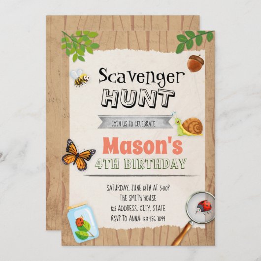 スカベンジャー狩り誕生日パーティーの招待 招待状 (正面/裏面)