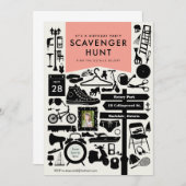 スカベンジャー狩り誕生日パーティーへの招待//ピンク 招待状 (正面/裏面)