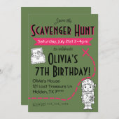 スカベンジャー狩り誕生日パーティー招待グリーン 招待状 (正面/裏面)