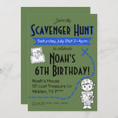 スカベンジャー狩り誕生日パーティー招待ブルー 招待状 (正面/裏面)