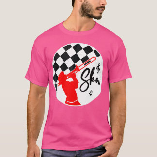スカミュージックパンクレゲエレトロブラックレッドチェッカーボード Tシャツ