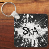 スカミュージック市松模様にオールドスクールパンクロック80's キーホルダー (正面)