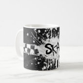 スカミュージック市松模様にオールドスクールパンクロック80's コーヒーマグカップ (正面左)