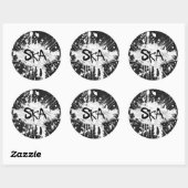 スカミュージック市松模様にオールドスクールパンクロック80's ラウンドシール (シート)