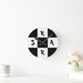 スカミュージック市松模様にオールドスクールパンクロック80's ラウンド壁時計 (ホーム)