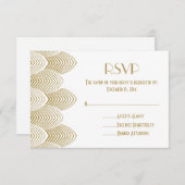 スカラップで仕上がるヴィンテージの20年代のアールデコRSVPの白を結婚します 出欠カード (正面/裏面)