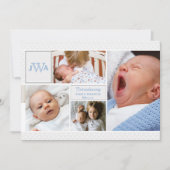 スカラップで仕上げられた写真のコラージュの誕生の発表 案内状 (正面)