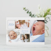 スカラップで仕上げられた写真のコラージュの誕生の発表 案内状 (スタンド正面)