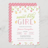 スカラップドスイートベビーガールベビーシャワー招待状 招待状 (正面/裏面)