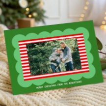スカラップフレームのクリスマスカードと手紙テンプレート