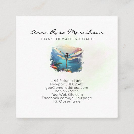 *~*スカラフルス絵を描ス抽象芸術トンボ スクエア名刺 (裏面)