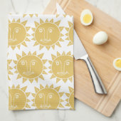 スカラフルモダンンズ黄模様 キッチンタオル (四つ折り)