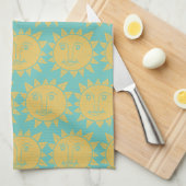 スカラフルモダンンズ黄模様 キッチンタオル (四つ折り)