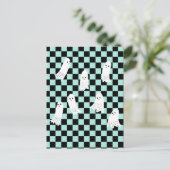 スカリーハロウィン不気味幽霊たち市松模様にデザイン ポストカード (スタンド正面)