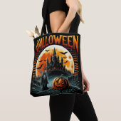 スカリー・ムーンリット・ホーンテッド・キャッスル・グリム・リーパー・ハロウィン トートバッグ (クローズアップ)