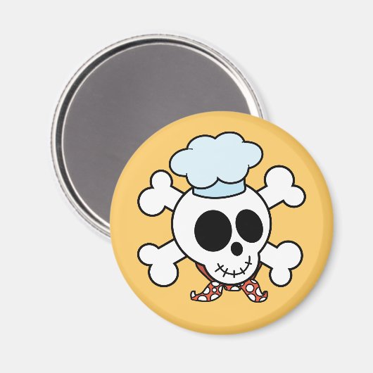 スカルおもしろいとクロスボーンシェフ マグネット (正面/裏面)