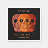 スカルおもしろいオレンジ色ゴシック誕生日RIP To His 20 スタンダードカクテルナプキン (正面)