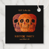 スカルおもしろいオレンジ色ゴシック誕生日RIP To His 20 フェイバータグ (裏面)