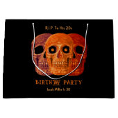 スカルおもしろいオレンジ色ゴシック誕生日RIP To His 20 ラージペーパーバッグ (正面)