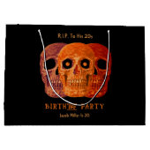 スカルおもしろいオレンジ色ゴシック誕生日RIP To His 20 ラージペーパーバッグ (裏面)