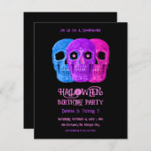 スカルおもしろいゴシック様式ピンクハロウィーン誕生日予算 (正面/裏面)