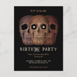 スカルおもしろいブラウンゴシック誕生日RIP 20代 インビテーションポストカード