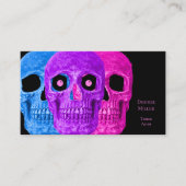 スカルおもしろいヘッドゴカラフルシックブラックアポップ・アートのート 名刺 (正面)