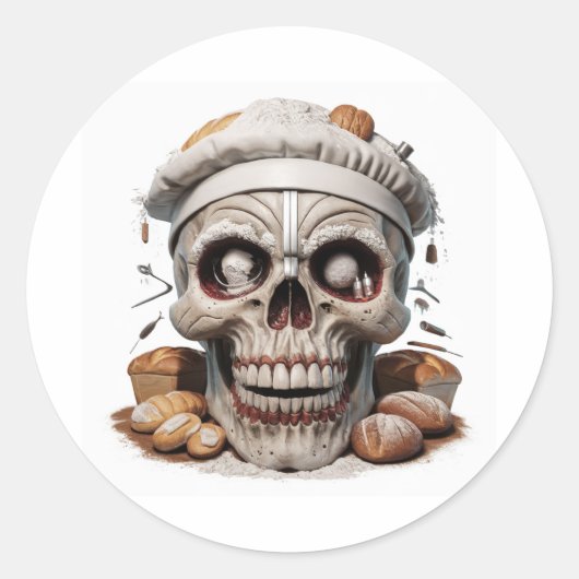 スカルおもしろい ラウンドシール (正面)