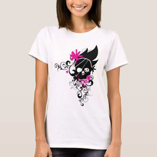 スカルおよびカール Tシャツ (正面)