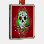 スカルおよびキャンディ・ケーンの正方形の飾り金具 メタルオーナメント (右)