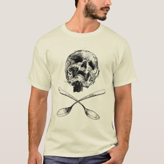 スカルおよびスプーン Tシャツ (正面)