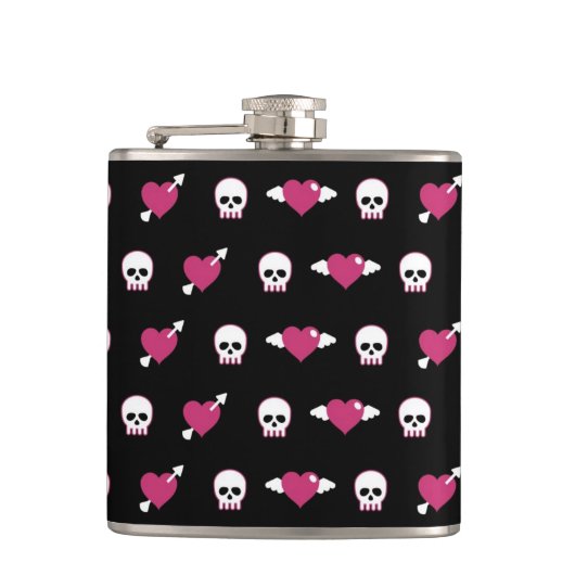 スカルおよびハート フラスク (正面)