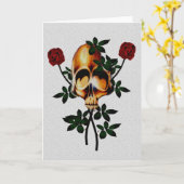 スカルおよびバラ カード (黄色い花)