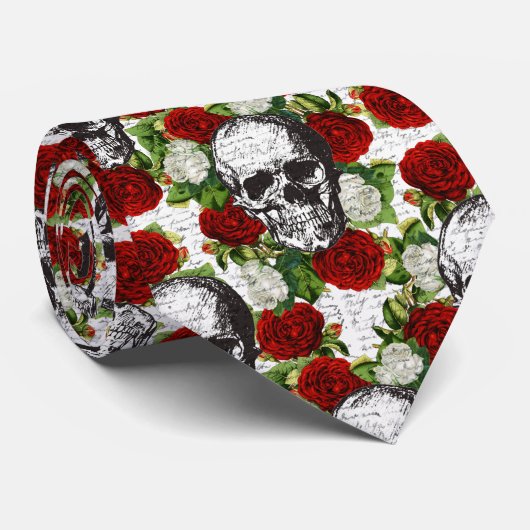 スカルおよびバラ ネクタイ (ロール)