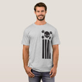 スカルおよびバーベルのワイシャツ-縦ストライプのワイシャツ Tシャツ (正面フル)