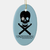 スカルおよびホック セラミックオーナメント (右)