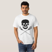 スカルおよびラクロスの棒のTシャツ Tシャツ (正面フル)
