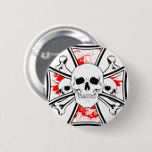 スカルおよび十字の骨を搭載する鉄の十字 缶バッジ (正面&裏面)